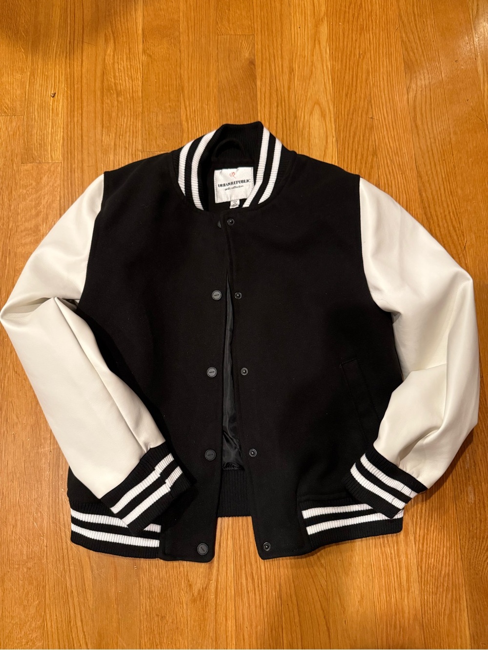 Urban Republic Black & White Varsity Jacket Girls Size M (10-12)